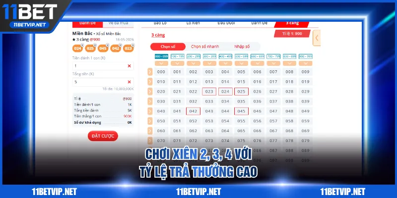 Chơi xiên 2, 3, 4 với tỷ lệ trả thưởng cao